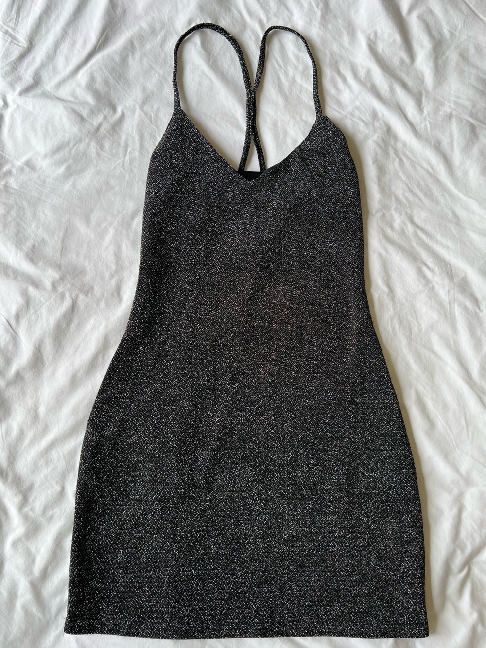 Zara Metallic Black Mini Slip Dress